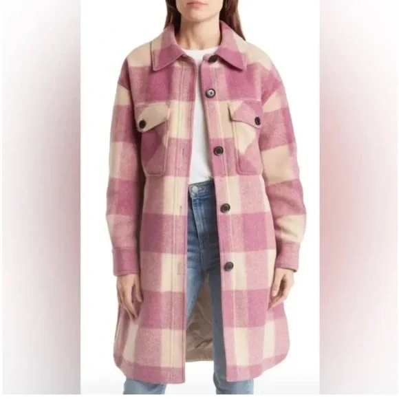 Plaid purple and Cream Women's Coat - Picture 1 of 4